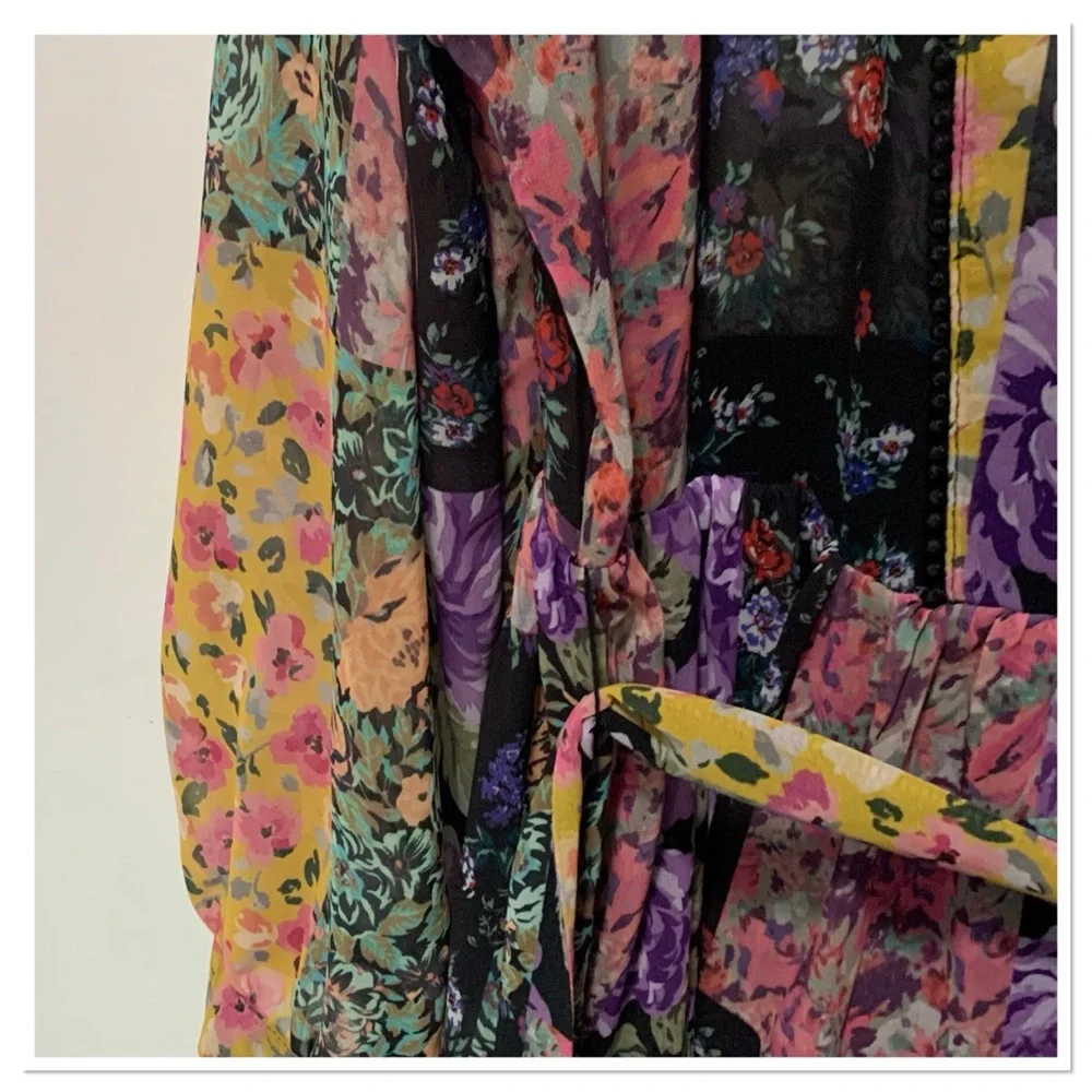 Zara Amelie Patchwork Floral Dress Multicolor Size Large